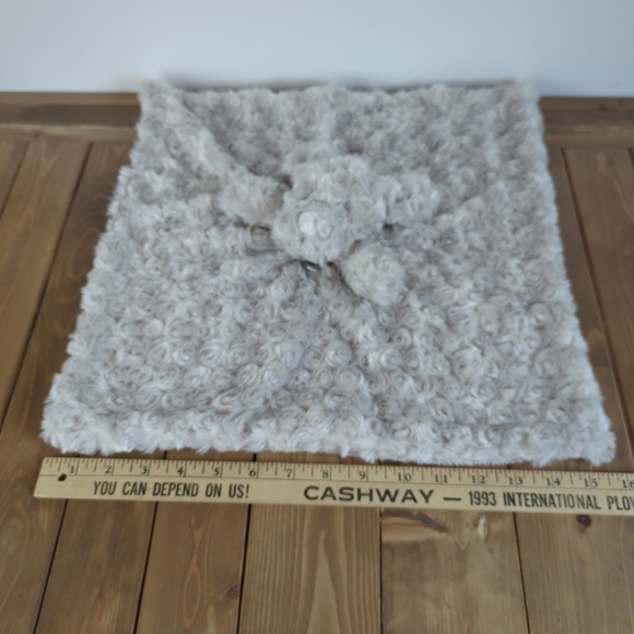 BLANKETS & BEYOND  Light Grey Plush Rosette Lovey Bear Security Blanket - Picture 5 of 8